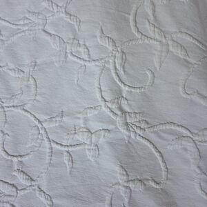 Classic White Cotton Bedspread With Raised Floral Pattern About 87" X 92"